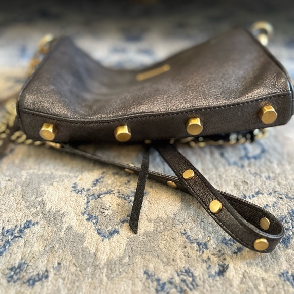 Rebecca Minkoff Black Leather Crossbody with Gold Accents - Picture 4 of 6